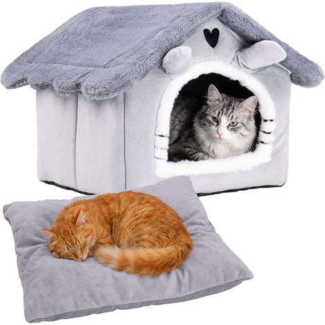 Casa de peluche para gatos JASPER gris (1/5)