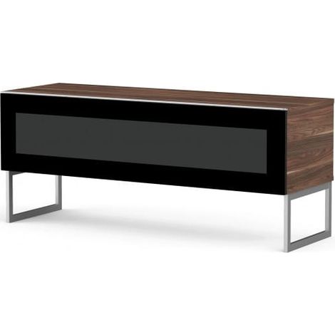 Meuble TV verre infrarouge noir et bois foncé Torino 120cm (1/5)
