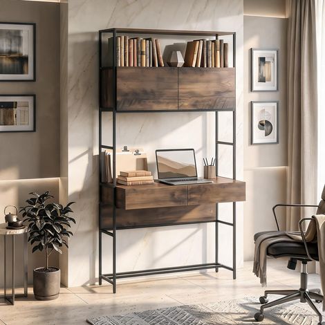 Bureau bois marron en panneaux de particules 100 x 45 x 185 cm (1/5)