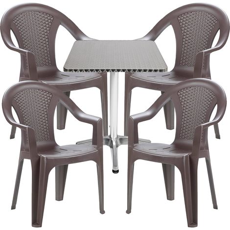 Bistrogarnitur 5-teilig Aluminium / Kunststoff Mokka-M537504+4xMISC128MA (1/5)
