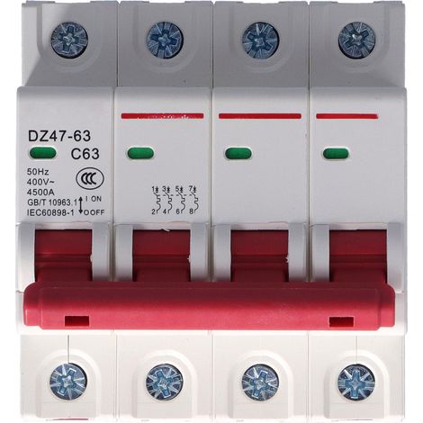 Circuit Breaker 4P Mini Air Switch MCB Overload Short Protection 400V for Household63A