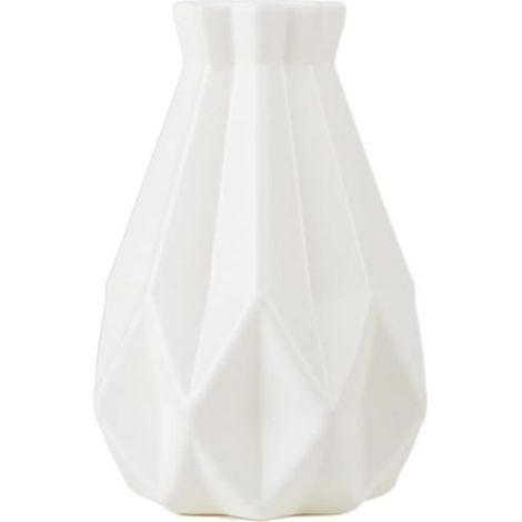 Vase to flowers decorative for the home, vase in plastic white imitation ceramic - White (1/5)