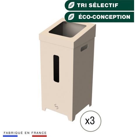 JVD - Kit de 3 poubelles 75L en carton 100% FSC ou recyclé. - Matériel professionnel (1/6)