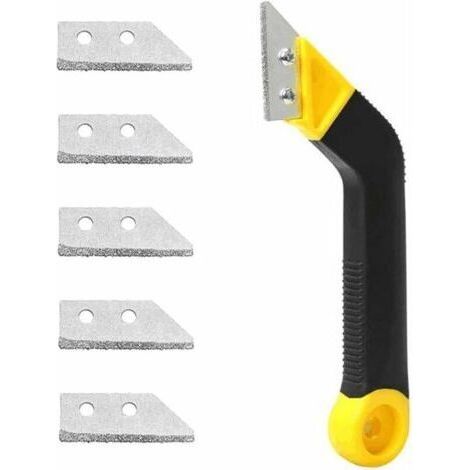 Grattoir Joint Carrelage avec Remplacement de 5 Lames, Grattoir Vitre Grattoir Plaque Induction Outils D'étanchéité Kit Lisseur de Joint Silicone pour le Nettoyage de Carreaux de sol Familiaux (1/4)