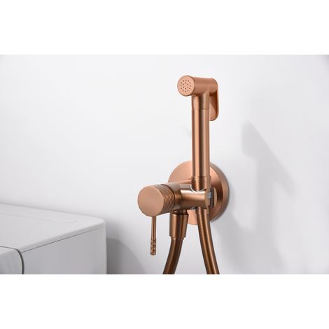 Mice - Grifería monomando empotrada para bidé hecha de latón -Ducha higiénica empotrada y monomando Grifo bidet empotrado Oro Rosa Cepillado (1/2)