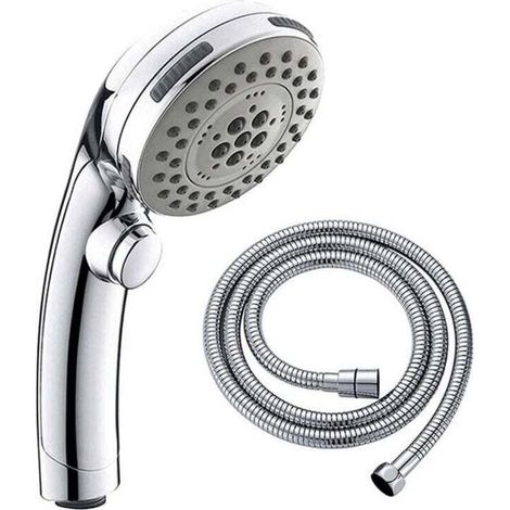 Con pulsante di arresto, soffione doccia cromato, set doccetta a mano a 5 modalità, tubo flessibile da 1,5 m (1/4)