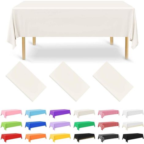 3er Set Einweg Tischdecken 137x274 cm Elfenbein Wasserdicht für Partys & Feste