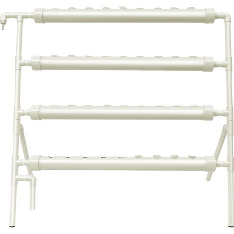 Hydroponischer Anbau-Ständer, 4 Ebenen, integrierte Wasserpumpe, WEISS (1/2)