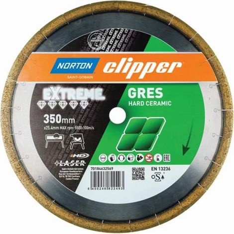 Disque diamant extrême CERAMIC GRES Ø125 x 22.23mm NORTON CLIPPER