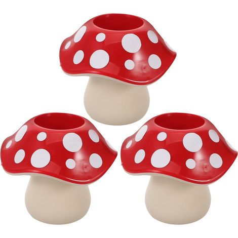de bureau en plastique rouge en forme de champignon lot de 3 (1/5)