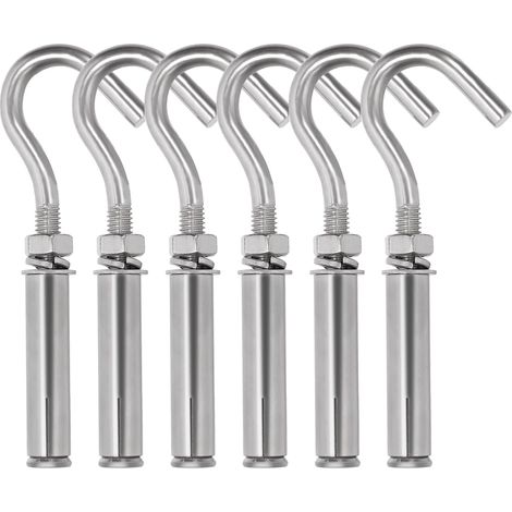Lot de 6 crochets M6 en acier inoxydable avec vis d'expansion robustes en béton pour mur en béton (1/5)