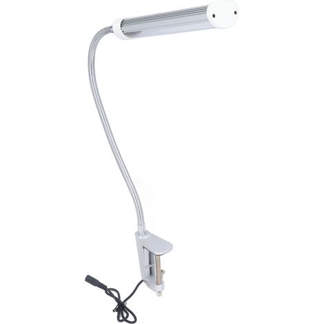Lampe de travail LED à col de cygne argenté avec pince en C, 21 W, intensité variable, pour machines-outils, en aluminium, prise US 100-240 V (1/5)