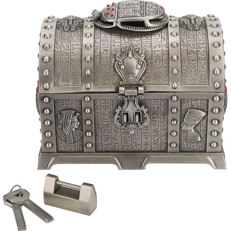 Boîte de Rangement Vintage pour Bijoux avec Serrure - Écrins à Colliers et Bagues (1/5)