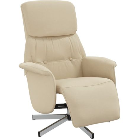 Fauteuil de Salon,Chaise,Fauteuil inclinable avec repose-pied crème tissu CFW558742 (1/5)