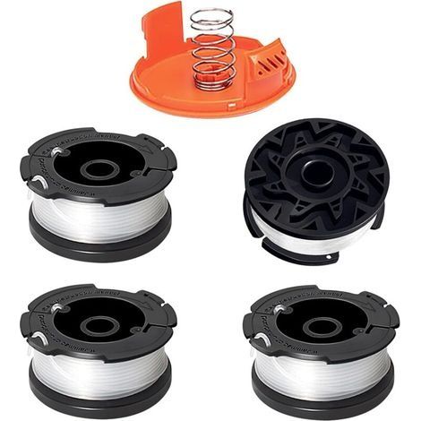 4 Bobine de Fil Convient pour Black+Decker A6481 A6485 AF-100-3ZP,Rechange Coupe Bordure pour ST5530-GB GLC3630L20-GB STC1820PC-GB BESTA530-GB BESTA525-GB(4 Bobine+1 Couvercle+1 Ressort) (1/5)