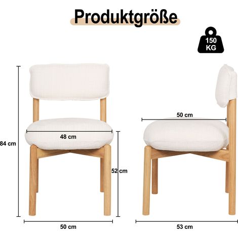 Chaise en bois Felix Natural/Crème,ENSEMBLE DE 2,petite taille d’emballage,structure démontable (1/5)