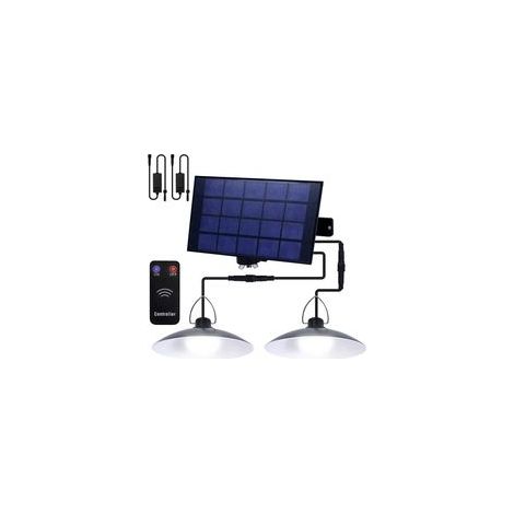 Crezuo Solar-Hängeleuchte für den Außenbereich mit Fernbedienung, IP65 wasserdicht, LED, mit 2 Leuchten