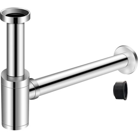 1/4" x Ø 32 mm stainless steel siphon - Adjustable odor-proof seal - Universal chrome tubular siphon - Odor-proof seal for bathroom sink (1/5)