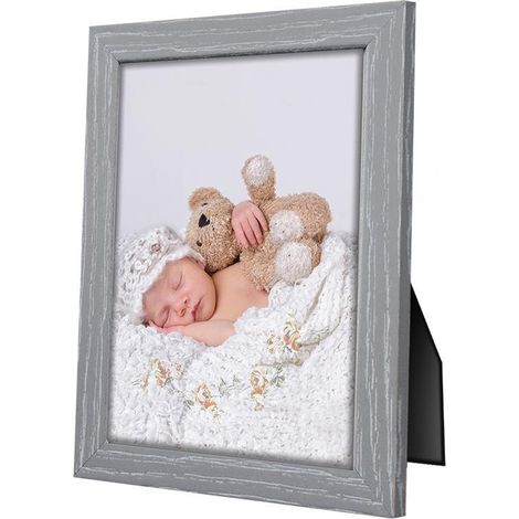 Lupia - Portafoto da tavolo in legno shabby GREY 13x18 cm (1/2)