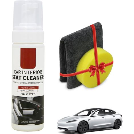 Nettoyant Sièges Blanc Nettoyant 3 en 1 Multiusage Intérieur de Voiture Cuir Cleaner pour Model 3 Highland/Y/S/X CyberTruck Accessoires (1/5)