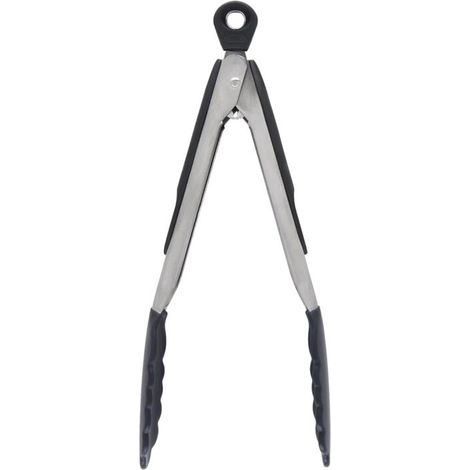 Pinzas de cocina de 23 cm de largo con puntas de silicona, fabricadas en acero inoxidable y silicona antideslizante. (1/4)