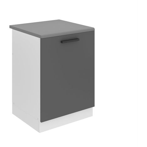 BELINI Meuble Cuisine Bas avec Plan de Travail SDZ I Meubles de Cuisine - Taille: 51,6 x 60 x 85 cm I Meuble sous Evier - 1 Porte I Couleur : Argent Mat