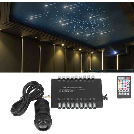 Application Bluetooth, lampe à fibre optique Meteor 9W à 18 trous avec source lumineuse RGBW ciel étoilé et lampe à fibre optique de plafond ciel étoilé blanc (1/5)