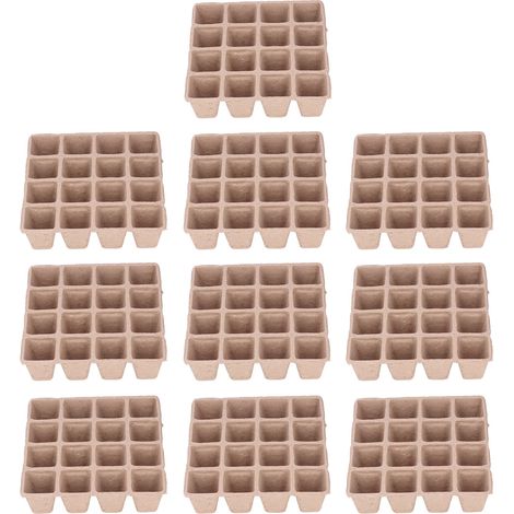Lot de 10 pots de tourbe à 16 compartiments pour plantes, pots de semis en papier, pots de pépinière, pots pour semis de jardin en serre (1/5)