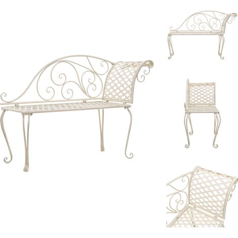 Gartenbänke - Living Garten-Chaiselongue 128 cm Metall Antik Weiß (1/5)