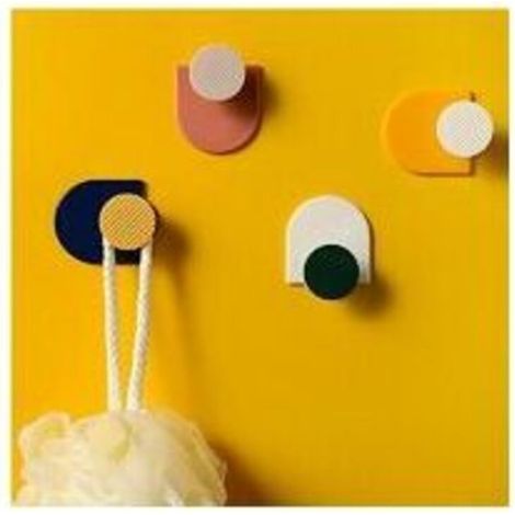 Self-adhesive wall hooks, set of 4, practical, waterproof, geometric hooks, durable wall hooks (1/3)