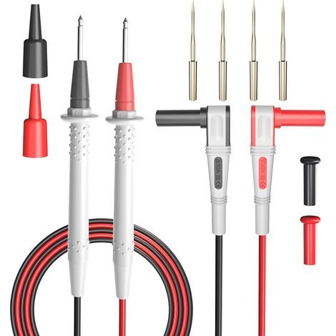 Multimeter-Messleitungssatz, doppeltes Silikon-Flexkabel, Multimeter-Prüfspitzen, elektrische Kupfer-Prüfspitzen, 1,5 m Länge, mit verchromten Präzisions-Schneidspitzen (1/5)