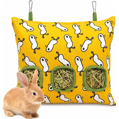 Ratelier Hay Rabbit Yellow, 1 Piece Hay Bag for Rabbits, Guinea Pigs, Chinchillas and Piglets, 35 x 30 cm (1/5)