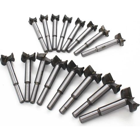 Coffret de 16 forets HSS de 15 à 35 mm pour le travail du bois (rabot, scie, outils de coupe). (1/5)