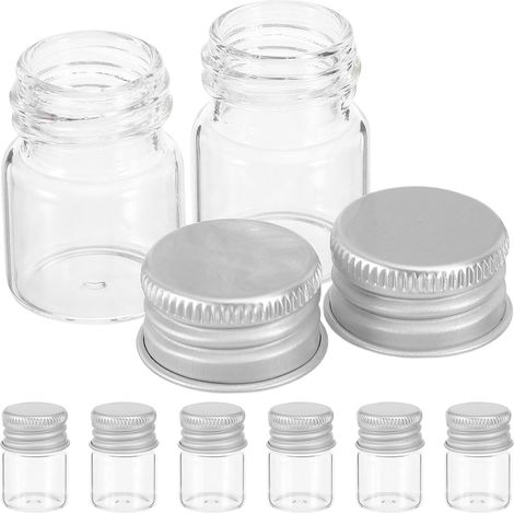 100 Flacons en Verre Transparent 5 ML Bouchons à Vis en Aluminium Argenté, Mini Bouteilles Hermétiques pour Voyage, Bricolage et Organisation, Lot de 100 Pièces (1/5)