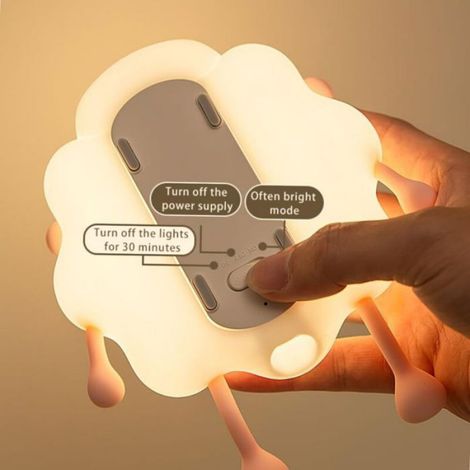 1 veilleuse bébé silicone USB, tactile et dimmable, motif mouton kawaii, lampe de chevet douce pour chambre d'enfant. (1/4)