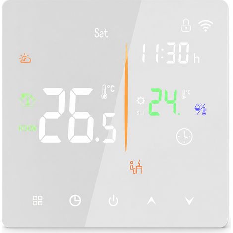Thermostat programmable pour chauffage au sol électrique 16 A, blanc, sans Wi-Fi (1/5)