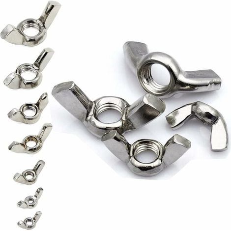Écrous à ailettes , 80 pièces, en acier inoxydable argenté, M3, M4, M5, M6, M8, M10, M12, pour outils de bricolage (1/4)