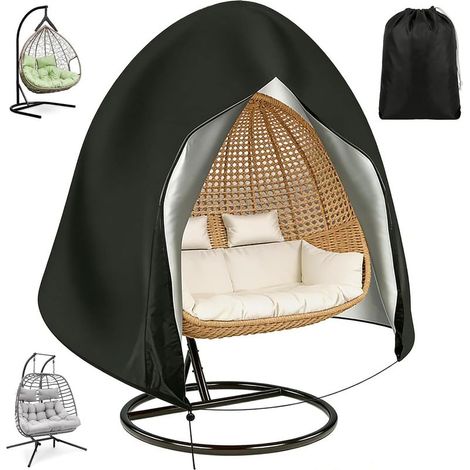 Housse de Chaise Suspendue, Housse de Fauteuil Suspendu de Jardin Tissu Oxford 210D, Housses de Protection pour Œufs Imperméable Anti-UV Extérieur avec Fermeture Éclair et Cordon (230200CM) (1/5)