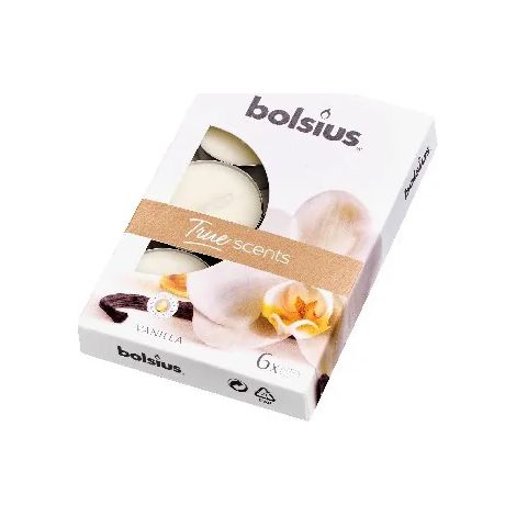 Bolsius True Scents Teelichter, Duft: Vanille, 4 Stunden Brenndauer, 6 Stück