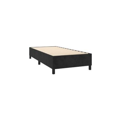 Cadre de lit 35cm en velours sur pieds Sloka - Élégance et confort-Noir-90x190 (1/5)