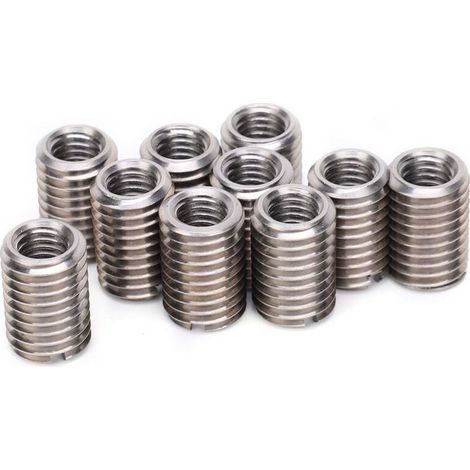10 Pièces Inserts de Filetage, écrou Réducteur Manchon de Réparation en Acier Inoxydable M8 Femelle et Conversion de Filetage Mâle M12 (1/4)