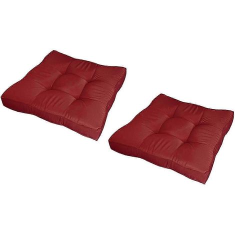 Sitzkissen für drinnen und draußen, gesteppt, abnehmbar, geeignet für Küche, Esszimmer, Wohnzimmer, Café, 2er-Pack-Wine Red (1/5)