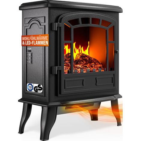 MONZANA® Chimenea Eléctrica Estufa Calefactor Llama LED 2 Niveles de calor 1000-2000W 56,5x24x39cm Decorativo Negro (1/5)