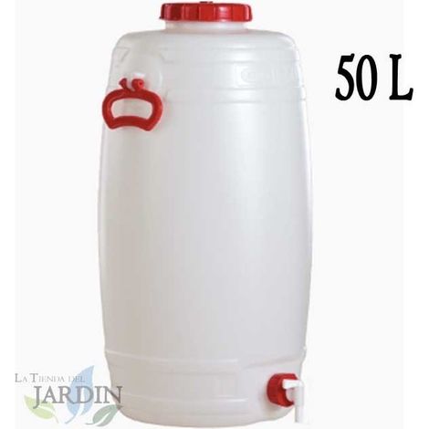 Graf – Fût en polyéthylène alimentaire 50 litres – Dimensions 33 x 69 cm – Robinet inclus – Hermétique et stable pour liquides
