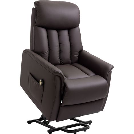 Sillón reclinable eléctrico con ayuda para levantarse, polipiel marrón, 80 x 94 x 104 cm (1/5)