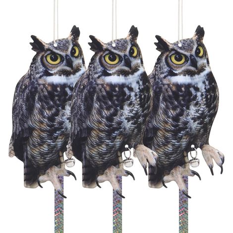 Lot de 3 répulsifs Anti-Oiseaux pour Balcon, hiboux Plats factices, Pigeons, répulsif Contre Les Pigeons, Balcon, répulsif Contre Les moineaux, Chouette Suspendue en Plastique avec Ruban