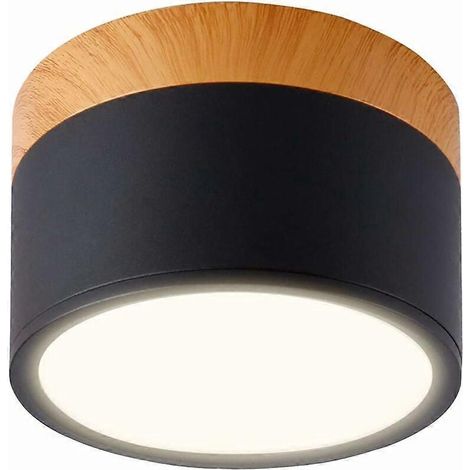 Runder LED-Deckenstrahler, warmweißes Licht, schwarzes Aluminiumgehäuse, 12 W, 100 mm, 230 V, 3000 K [Energieklasse A+]