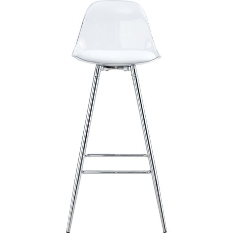 Lot de 2 chaises transparentes avec dossier ergonomique, structure métal argenté, pour salon, cuisine ou café - CHICFURN (1/5)