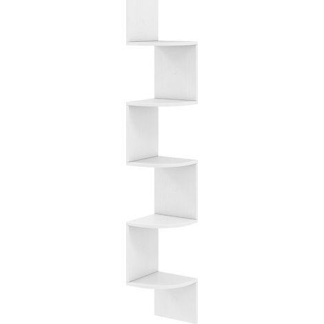 Mensola angolare sospesa 20 x 20 x 126 cm mobile contenitore verticale a 5 ripiani design moderno in legno bianco 200014751