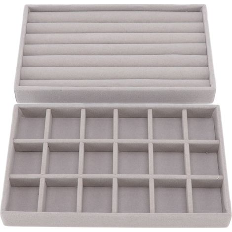 Boîte de rangement bijoux avec compartiments en tissu velours, gain de place, pour collection et présentation, idéale filles
